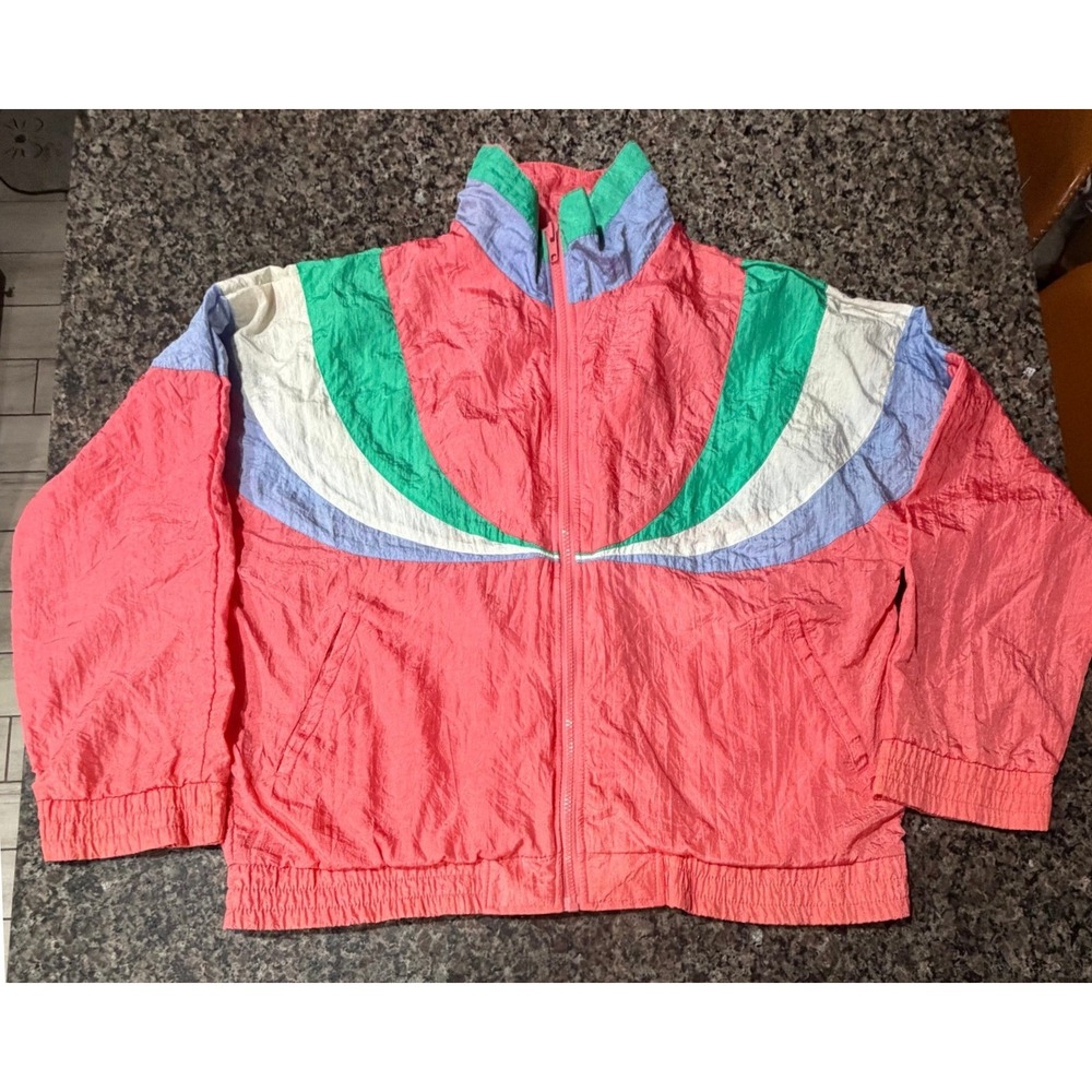 Vintage Rock Creek Casuals Pink Colorblock Windbreaker Jacket Womens Large 90s‎